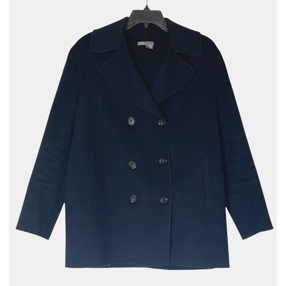 VINCE Black Wool Blend Double Breasted Long Jacket Coat - Picture 1 of 7